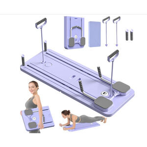 5 in 1 Pilates Sliding Board Set, Multi-Purpose Foldable Pilates Purple